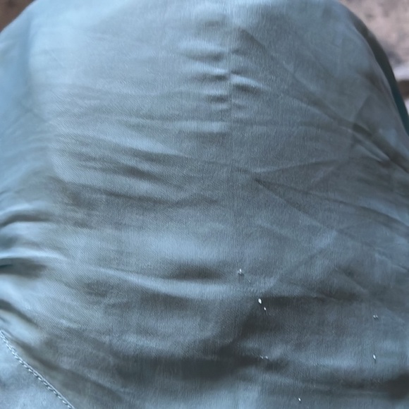 LOFT light blue silky feel long sleeves tie collar V neck top blouse Sz S - Picture 8 of 9